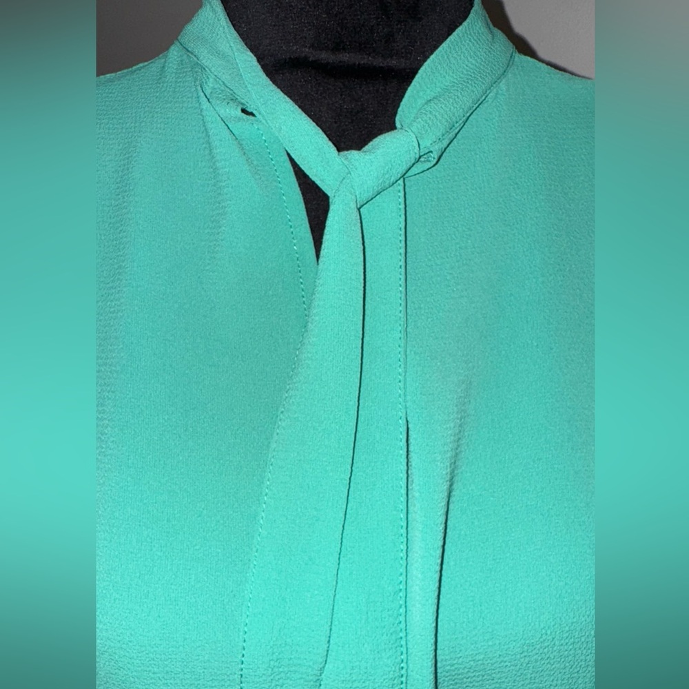 Mint Green Tie-Neck Blouse – Flowy & Chic - Picture 3 of 7